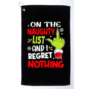 Funny On The List Of Naughty And I Regret Nothing Christmas Platinum Collection Golf Towel