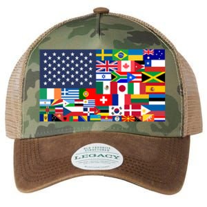 Flags Of The World American Flag We Are All Immigrants Gift Legacy Tie Dye Trucker Hat