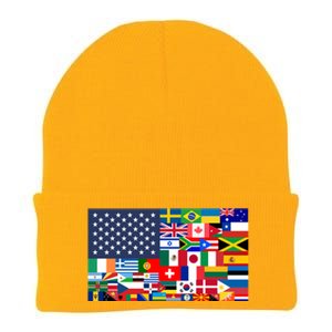 Flags Of The World American Flag We Are All Immigrants Gift Knit Cap Winter Beanie