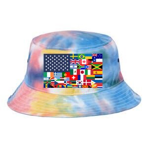 Flags Of The World American Flag We Are All Immigrants Gift Tie Dye Newport Bucket Hat