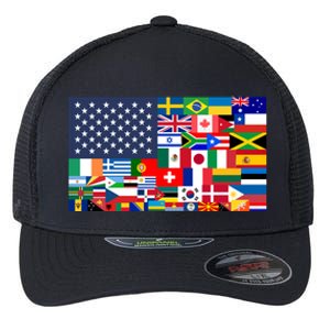 Flags Of The World American Flag We Are All Immigrants Gift Flexfit Unipanel Trucker Cap