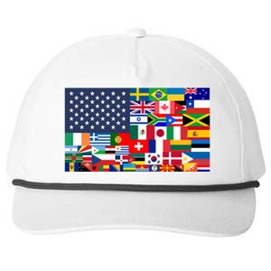 Flags Of The World American Flag We Are All Immigrants Gift Snapback Five-Panel Rope Hat