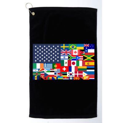 Flags Of The World American Flag We Are All Immigrants Gift Platinum Collection Golf Towel