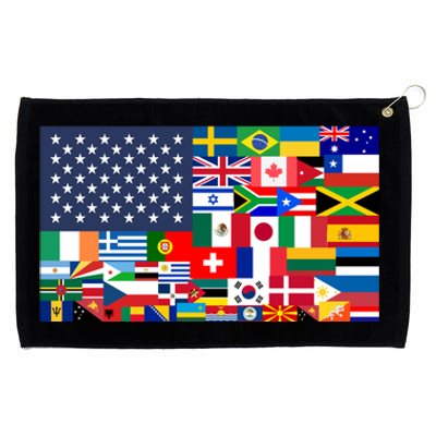 Flags Of The World American Flag We Are All Immigrants Gift Grommeted Golf Towel