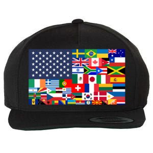 Flags Of The World American Flag We Are All Immigrants Gift Wool Snapback Cap