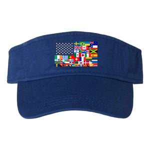 Flags Of The World American Flag We Are All Immigrants Gift Valucap Bio-Washed Visor