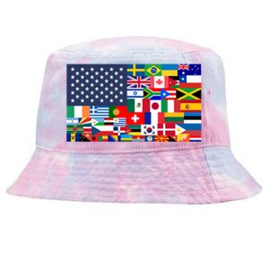 Flags Of The World American Flag We Are All Immigrants Gift Tie-Dyed Bucket Hat