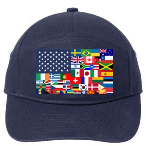 Flags Of The World American Flag We Are All Immigrants Gift 7-Panel Snapback Hat