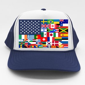 Flags Of The World American Flag We Are All Immigrants Gift Trucker Hat