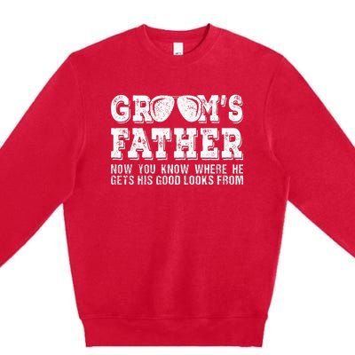 Father Of The Groom Wedding Costume GroomS Father Premium Crewneck Sweatshirt