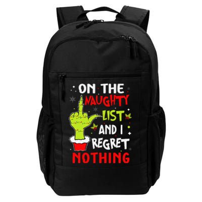 Funny On The List Of Naughty And I Regret Nothing Christmas Gift Daily Commute Backpack