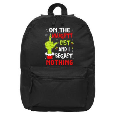 Funny On The List Of Naughty And I Regret Nothing Christmas Gift 16 in Basic Backpack