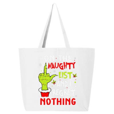 Funny On The List Of Naughty And I Regret Nothing Christmas Gift 25L Jumbo Tote