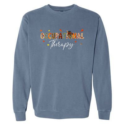 Funny Occupational Therapy Pumpkin Autumn Tree Fall Leaves Garment-Dyed Sweatshirt