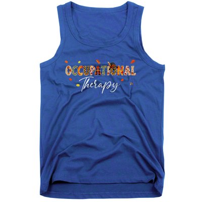 Funny Occupational Therapy Pumpkin Autumn Tree Fall Leaves Tank Top