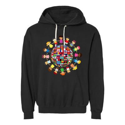 Flags Of The World Cultural Diversity Around The Globe Garment-Dyed Fleece Hoodie