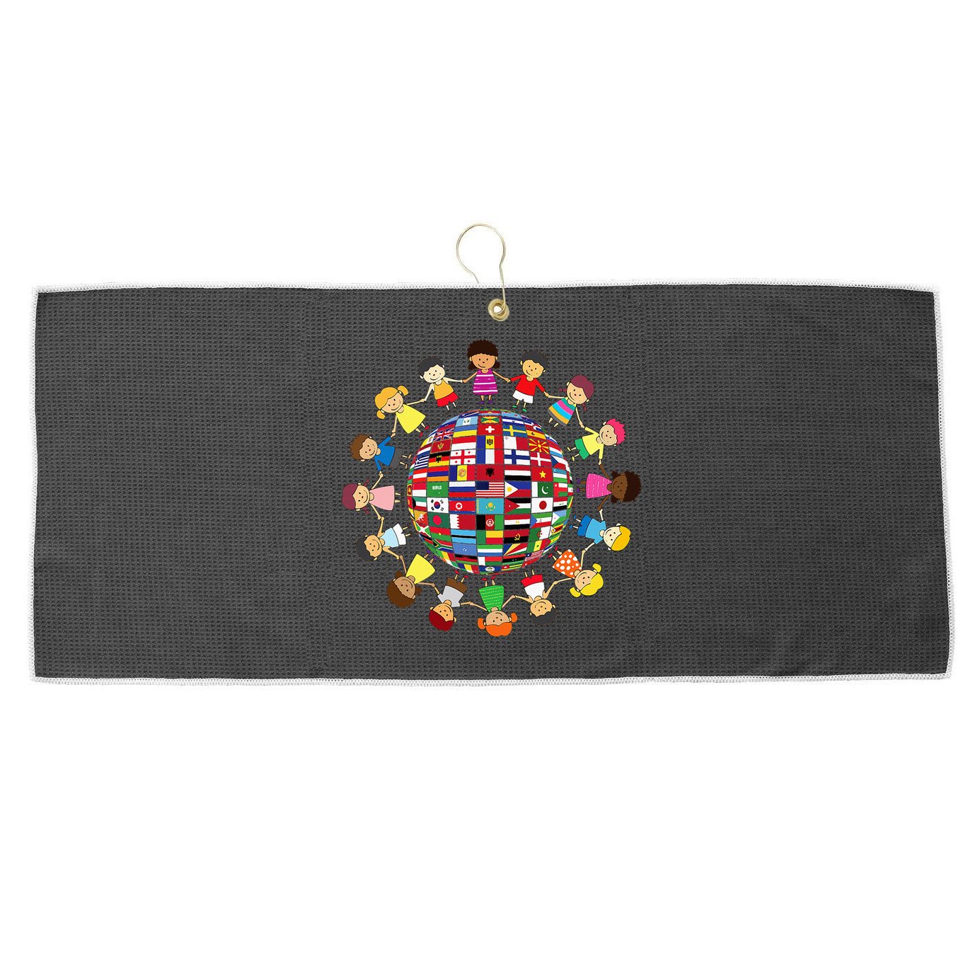 Flags Of The World Cultural Diversity Around The Globe Large Microfiber Waffle Golf Towel