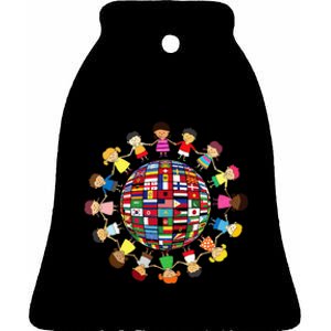 Flags Of The World Cultural Diversity Around The Globe Ceramic Bell Ornament