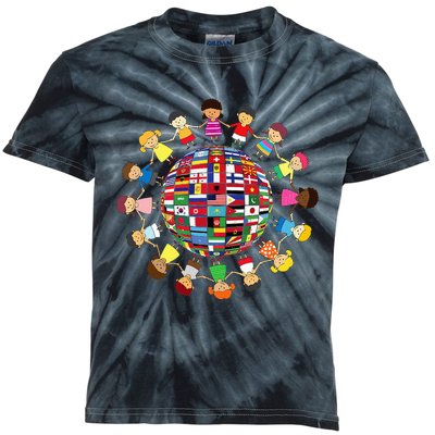 Flags Of The World Cultural Diversity Around The Globe Kids Tie-Dye T-Shirt