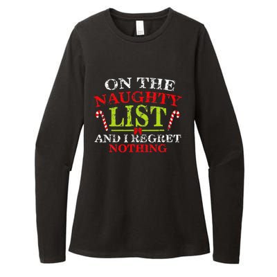 Funny On The List Of Naughty And I Regret Nothing Christmas  Womens CVC Long Sleeve Shirt