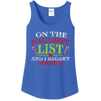 Funny On The List Of Naughty And I Regret Nothing Christmas  Ladies Essential Tank