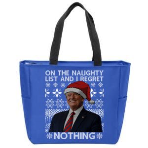 Funny On The List Of Naughty And Regret Nothing Trump Santa Cute Gift Zip Tote Bag