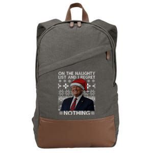 Funny On The List Of Naughty And Regret Nothing Trump Santa Cute Gift Cotton Canvas Backpack