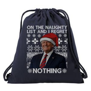 Funny On The List Of Naughty And Regret Nothing Trump Santa Cute Gift Drawstring Bag