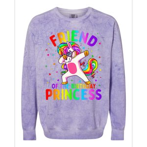 Friend of the Birthday Princess Dabbing Unicorn Colorblast Crewneck Sweatshirt