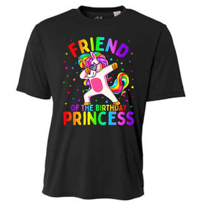 Friend of the Birthday Princess Dabbing Unicorn Cooling Performance Crew T-Shirt