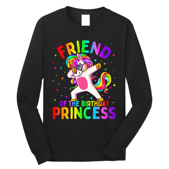 Friend of the Birthday Princess Dabbing Unicorn Long Sleeve Shirt