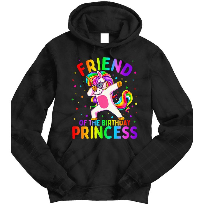 Friend of the Birthday Princess Dabbing Unicorn Tie Dye Hoodie