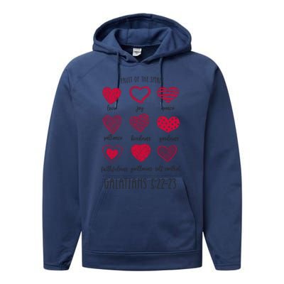 Fruit Of The Spirit Heart Galatians 5 22 23 Performance Fleece Hoodie