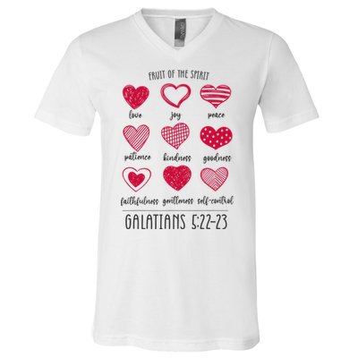 Fruit Of The Spirit Heart Galatians 5 22 23 V-Neck T-Shirt