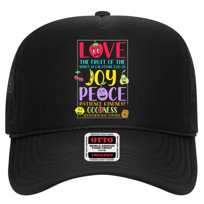 Fruit Of The Spirit Galatians Inspirational Christian Faith High Crown Mesh Back Trucker Hat