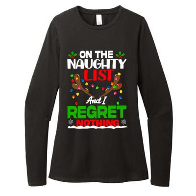 Funny On The List Naughty And I Regret Nothing Christmas Womens CVC Long Sleeve Shirt