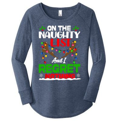 Funny On The List Naughty And I Regret Nothing Christmas Women's Perfect Tri Tunic Long Sleeve Shirt