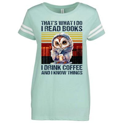 Funny Owl Thats What I Do I Read Books I Drink Coffee Enza Ladies Jersey Football T-Shirt