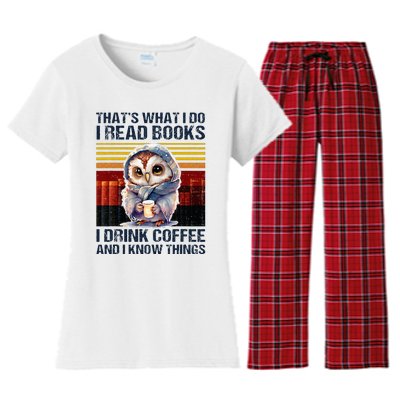 Funny Owl Thats What I Do I Read Books I Drink Coffee Women's Flannel Pajama Set