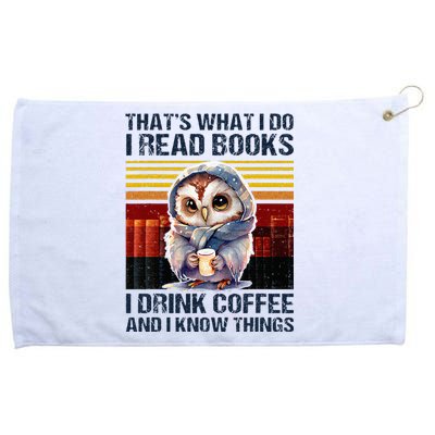 Funny Owl Thats What I Do I Read Books I Drink Coffee Grommeted Golf Towel