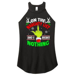 Funny On The List Of Naughty And I Regret Nothing Christmas Women's Perfect Tri Rocker Tank