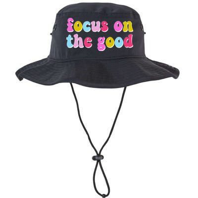 Focus On The Good Colorful Retro Quote Bucket Hat