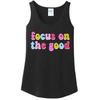 Focus On The Good Colorful Retro Quote Ladies Essential Tank