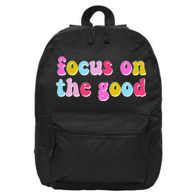 Focus On The Good Colorful Retro Quote 16 in Basic Backpack