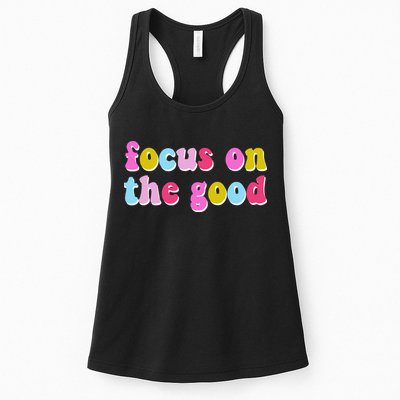 Focus On The Good Colorful Retro Quote Womens Tank Top