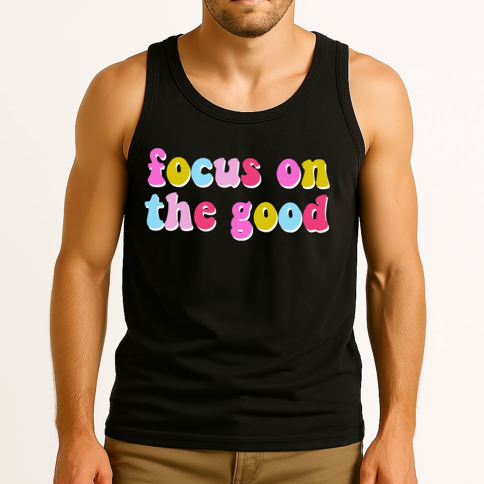 Focus On The Good Colorful Retro Quote Tank Top