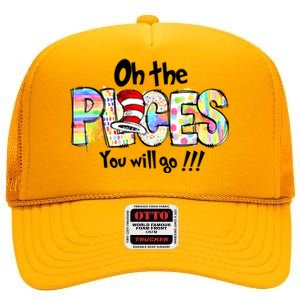 Funny Oh The Places Youll Go When You Read High Crown Mesh Back Trucker Hat