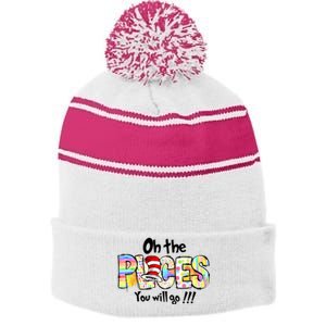 Funny Oh The Places Youll Go When You Read Stripe Pom Pom Beanie