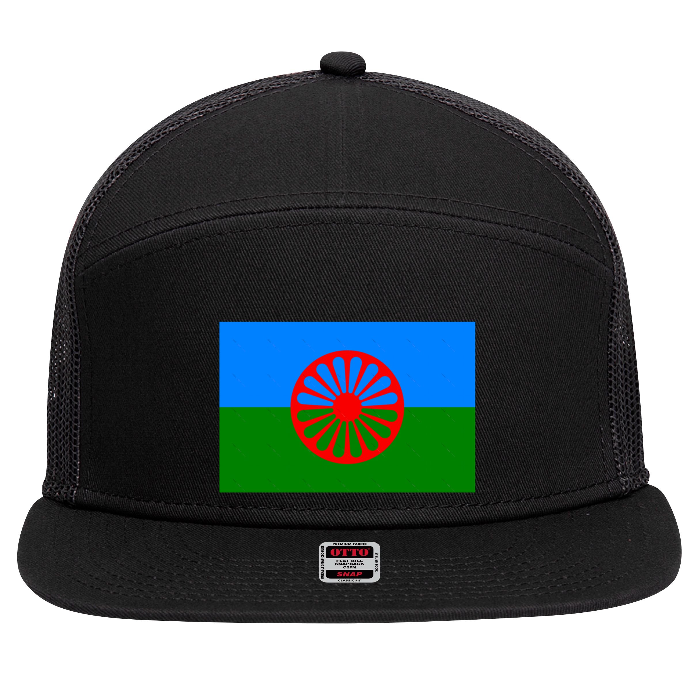 Flag Of The Romani People 7 Panel Mesh Trucker Snapback Hat