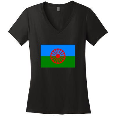 Flag Of The Romani People Women's V-Neck T-Shirt